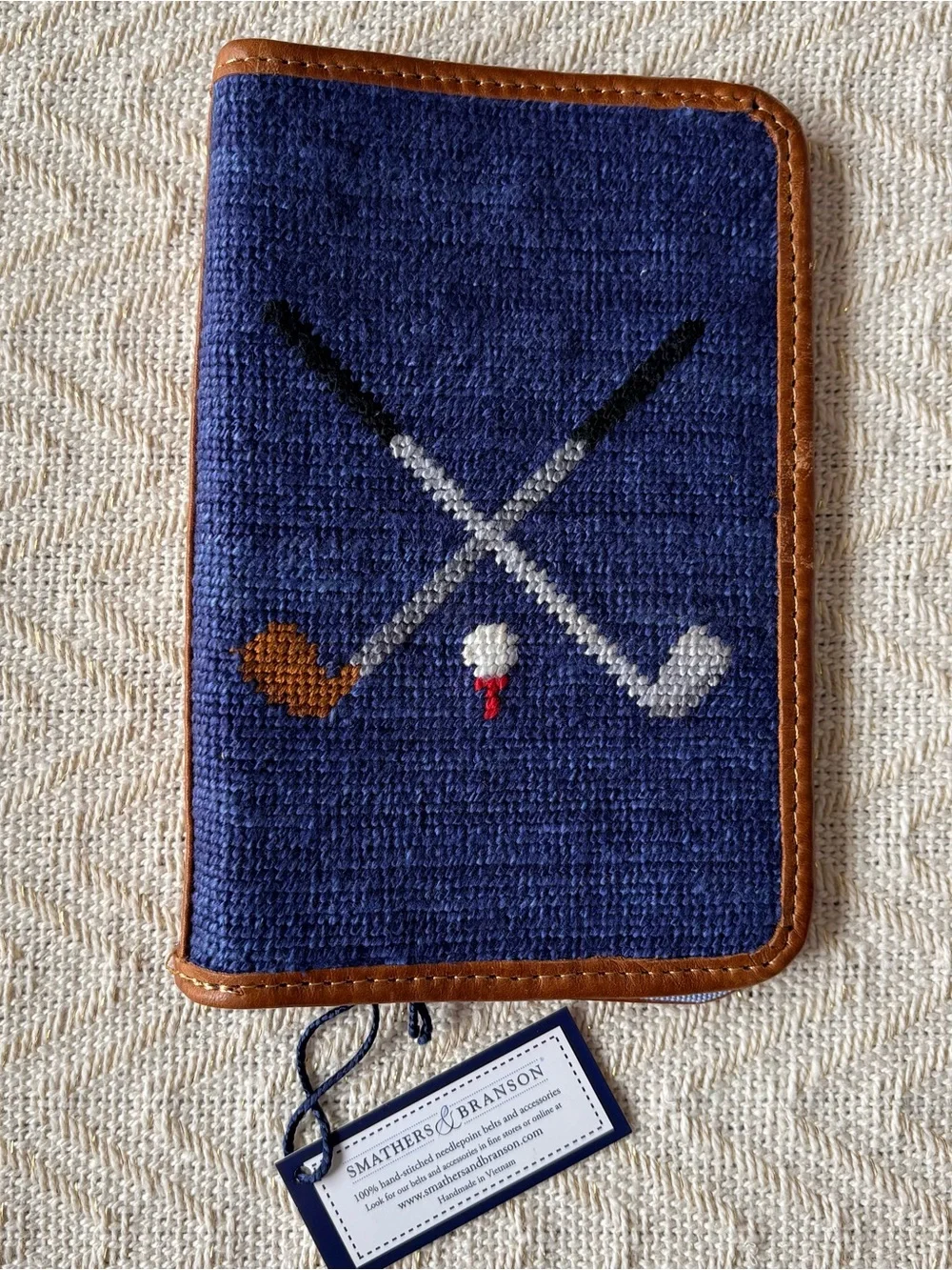 Smathers & Branson Needlepoint Golf Club Scorecard Holder NWT with monogram HWJ